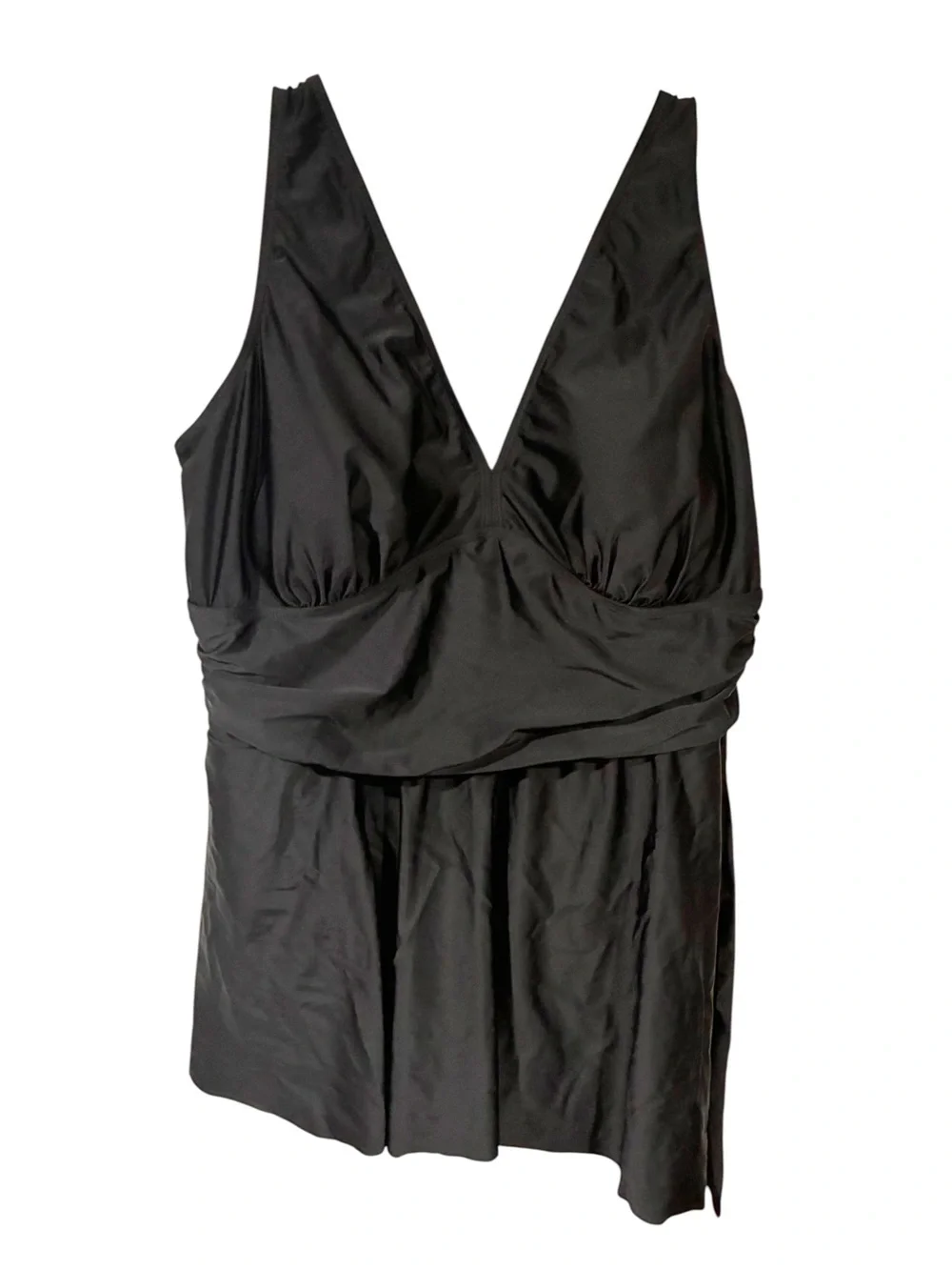 Torrid Plus Size Wireless Short Asymmetrical Swim Dress With Brief Size 3X Black